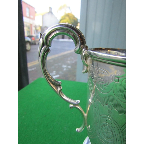 138 - Victorian Solid Silver Cream Jug with Engraved Foliate Decoration Shaped Form Flying C Scrolled Hand... 