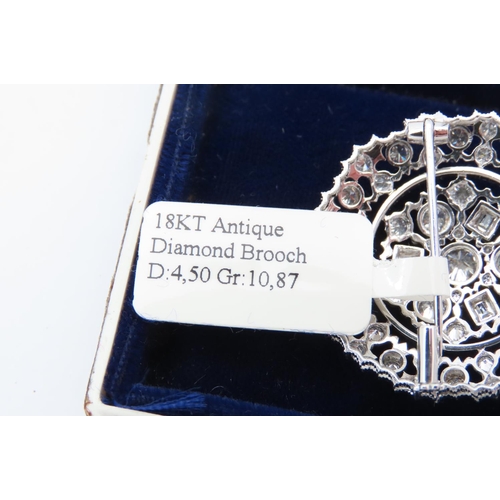 144 - 18 Carat White Gold Mounted Ladies Diamond Brooch Vintage Total Diamond Weight Approximately 5 Carat... 