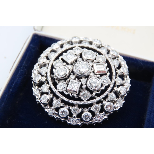 144 - 18 Carat White Gold Mounted Ladies Diamond Brooch Vintage Total Diamond Weight Approximately 5 Carat... 