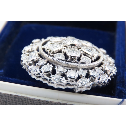 144 - 18 Carat White Gold Mounted Ladies Diamond Brooch Vintage Total Diamond Weight Approximately 5 Carat... 