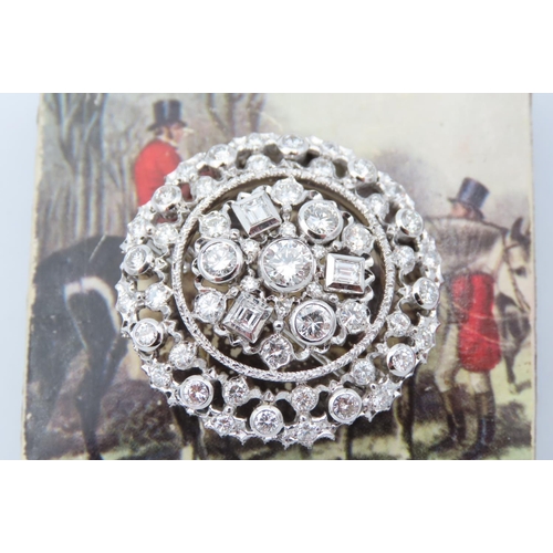 144 - 18 Carat White Gold Mounted Ladies Diamond Brooch Vintage Total Diamond Weight Approximately 5 Carat... 