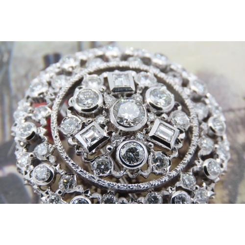 144 - 18 Carat White Gold Mounted Ladies Diamond Brooch Vintage Total Diamond Weight Approximately 5 Carat... 