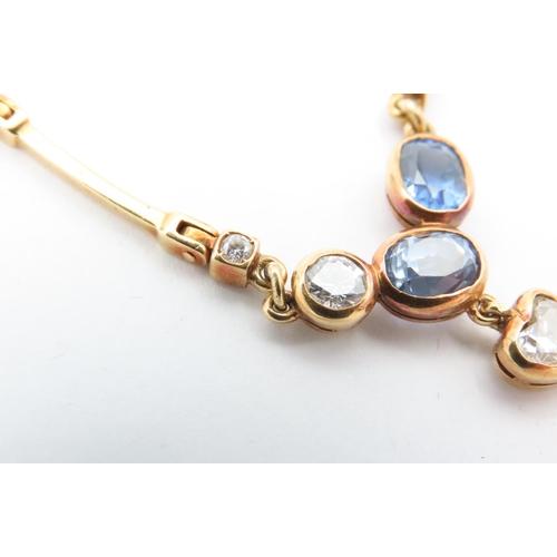 145 - Sapphire and Diamond Ladies Necklace of Interlinking Form Mounted on 18 Carat Yellow Gold Sapphires ... 