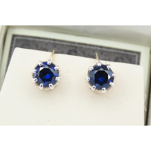 150 - Pair of Sapphire Round Cut Earrings Approximately 1.1 Carat Each Mounted on 18 Carat White Gold Each... 