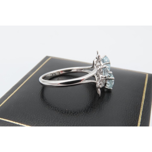 153 - Aquamarine and Diamond Ladies Ring Mounted on 18 Carat White Gold Ring Size N Original Retail Tag Pr... 