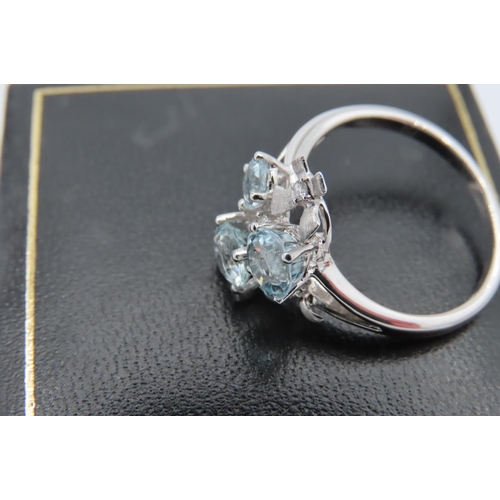 153 - Aquamarine and Diamond Ladies Ring Mounted on 18 Carat White Gold Ring Size N Original Retail Tag Pr... 