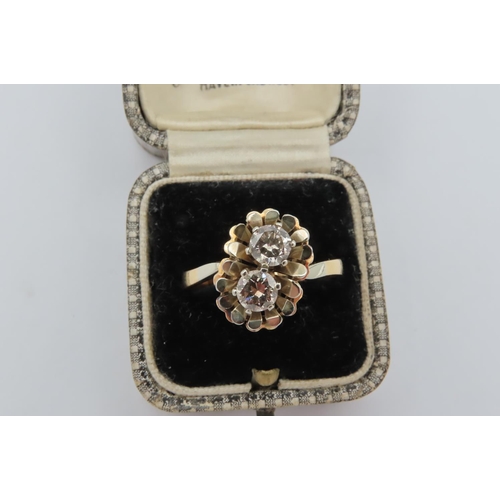 154 - 18 Carat Yellow Gold Ladies Fantasy Set Two Stone Diamond Ring Approximately 1 Carat Total Weight Ri... 