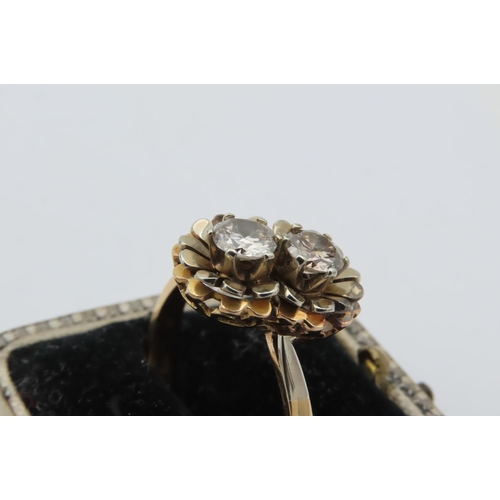 154 - 18 Carat Yellow Gold Ladies Fantasy Set Two Stone Diamond Ring Approximately 1 Carat Total Weight Ri... 