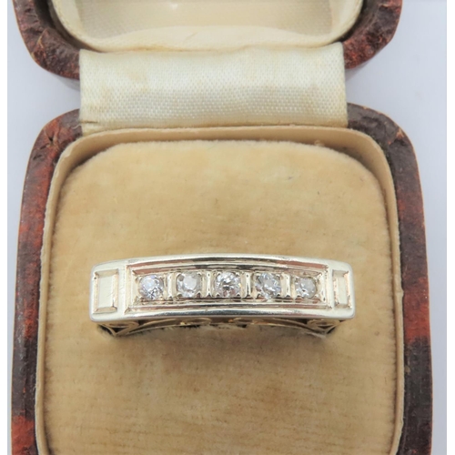 156 - Chanel Set Ladies Five Stone Diamond Line Ring Mounted on 18 Carat Yellow Gold Ring Size O