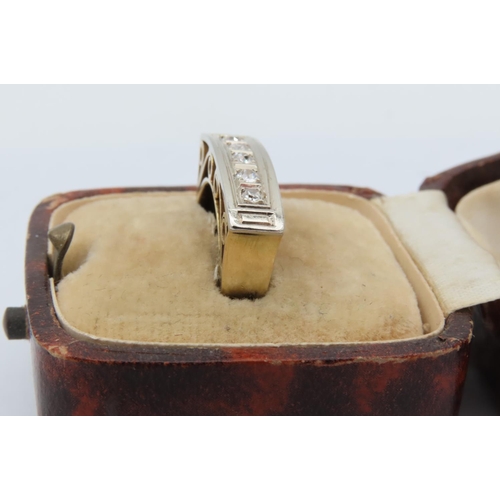 156 - Chanel Set Ladies Five Stone Diamond Line Ring Mounted on 18 Carat Yellow Gold Ring Size O