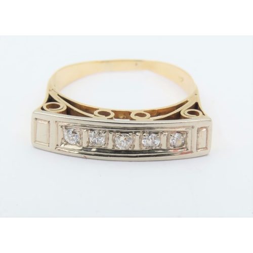 156 - Chanel Set Ladies Five Stone Diamond Line Ring Mounted on 18 Carat Yellow Gold Ring Size O