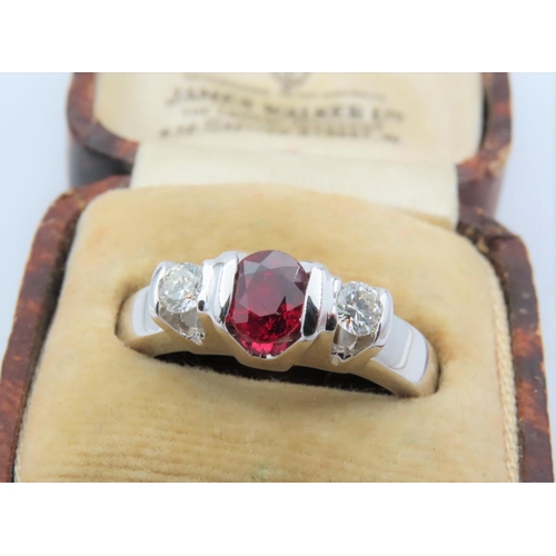 160 - Ruby and Diamond Ladies Ring Mounted on 18 Carat White Gold Ring Size I Attractive Colour Original R... 