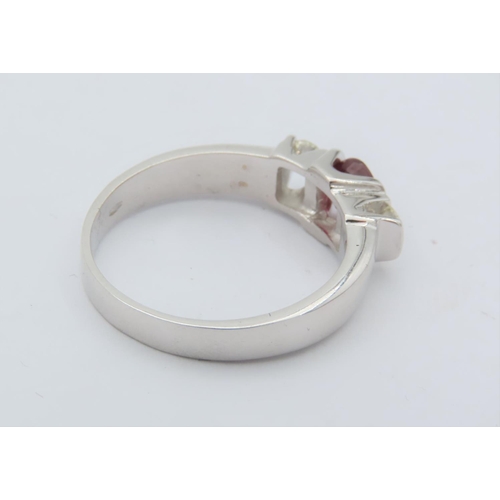 160 - Ruby and Diamond Ladies Ring Mounted on 18 Carat White Gold Ring Size I Attractive Colour Original R... 