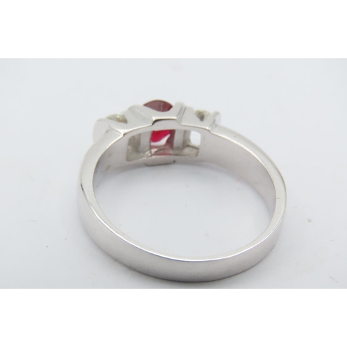 160 - Ruby and Diamond Ladies Ring Mounted on 18 Carat White Gold Ring Size I Attractive Colour Original R... 