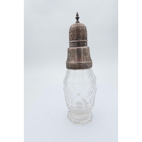 182 - Solid Silver Mounted Cut Crystal Sugar Caster and Another Silver Mounted Cut Crystal Stepped Cut Cas... 