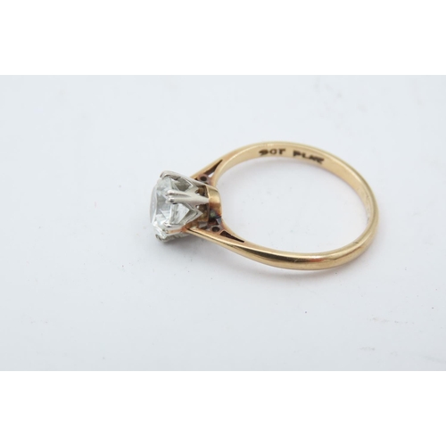 194 - Platinum Set White Stone Solitaire Ladies Ring Mounted on 9 Carat Gold Centre Stone Testing as White... 