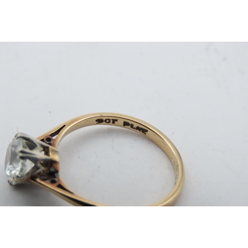 194 - Platinum Set White Stone Solitaire Ladies Ring Mounted on 9 Carat Gold Centre Stone Testing as White... 