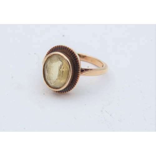 196 - Citrine Oval Cut Centre Stone Ring Mounted on 9 Carat Gold Ring Size L