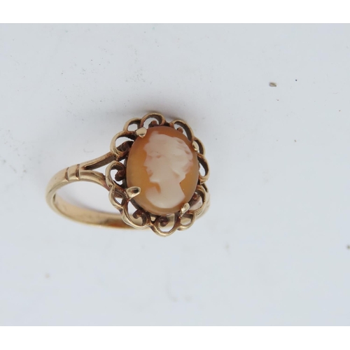 197 - Ladies Cameo Ring Mounted on 9 Carat Yellow Gold Ring Size N