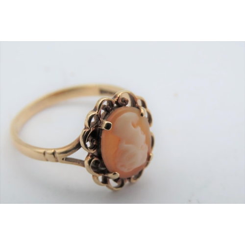 197 - Ladies Cameo Ring Mounted on 9 Carat Yellow Gold Ring Size N