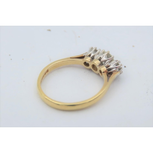 199 - Diamond Three Stone Ladies Ring Mounted on 18 Carat Yellow Gold Each Diamond in Eight Claw Setting A... 