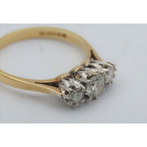 199 - Diamond Three Stone Ladies Ring Mounted on 18 Carat Yellow Gold Each Diamond in Eight Claw Setting A... 