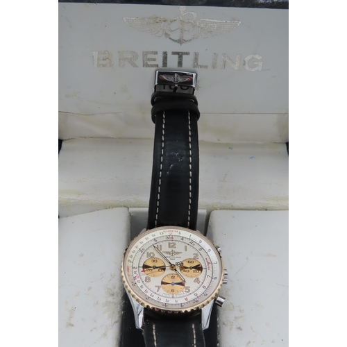 201 - Breitling Navitimer Gentleman's Chronograph Wristwatch Model D3002212 18 Carat Gold Case Working Ord... 