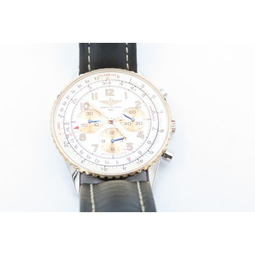 201 - Breitling Navitimer Gentleman's Chronograph Wristwatch Model D3002212 18 Carat Gold Case Working Ord... 