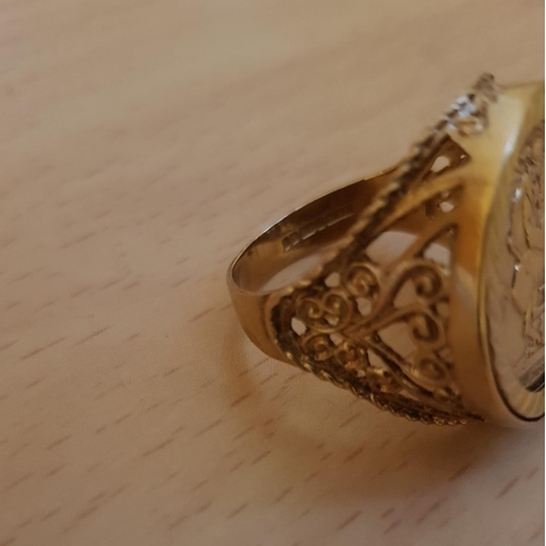 202 - 9 Carat Gold Mounted Ring with Imitation Georgian The Dragon Sovereign Ring Mount Attractively Detai... 