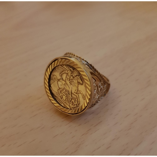 202 - 9 Carat Gold Mounted Ring with Imitation Georgian The Dragon Sovereign Ring Mount Attractively Detai... 