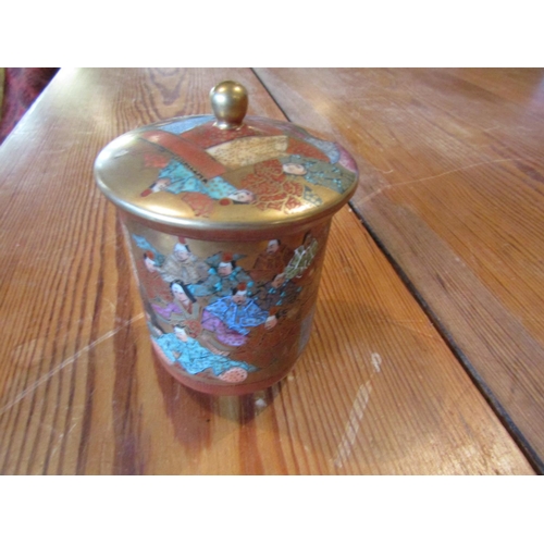 206 - Eastern Fine Bone Porcelain Jar with Cover Good Original Condition Gilded Highlights Hand Painted Ap... 