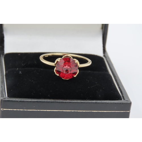 21 - Garnet Centre Stone Ladies Ring Mounted on 10 Carat Yellow Gold Fancy Cut Garnet by Designer Glenn L... 