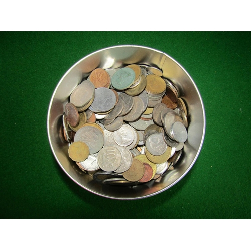 210 - Circular Tin Box of Various Coins with Quantity of Bank Notes As Photographed