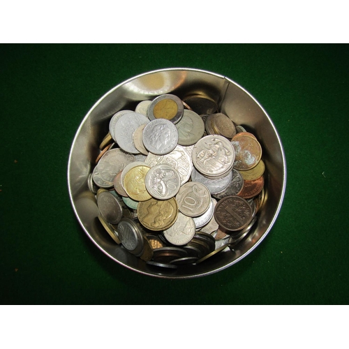 210 - Circular Tin Box of Various Coins with Quantity of Bank Notes As Photographed