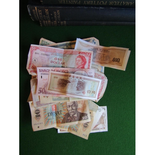 210 - Circular Tin Box of Various Coins with Quantity of Bank Notes As Photographed