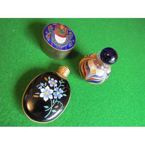 211 - Two Oriental Snuff Bottles with Circular Form Enamel Decorated Pill Box Three Items in Lot