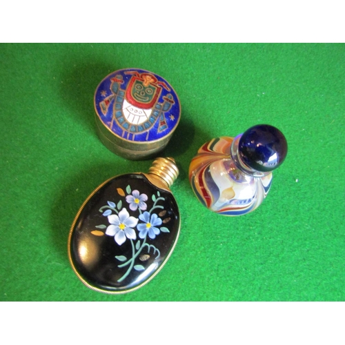 211 - Two Oriental Snuff Bottles with Circular Form Enamel Decorated Pill Box Three Items in Lot