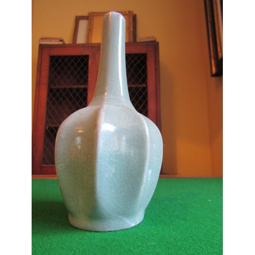 212 - Celadon Shaped Form Slenderneck Vase Approximately 8 Inches High Pale Green Ground Good Condition