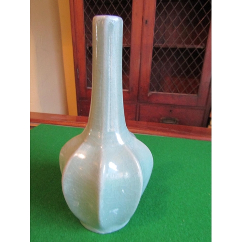 212 - Celadon Shaped Form Slenderneck Vase Approximately 8 Inches High Pale Green Ground Good Condition