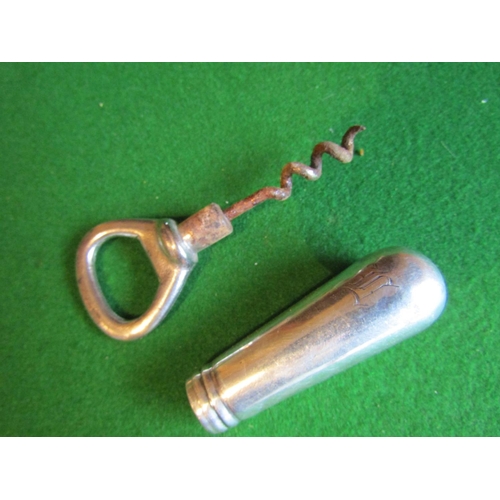 216 - Solid Silver Handled Bottle Opener and Cork Screw Combined Approximately 4 Inches High