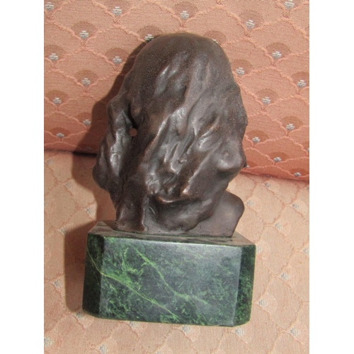 224 - Bronze Sculpture of Lady Mounted on Canted Corner Marble Base Approximately 5 Inches High