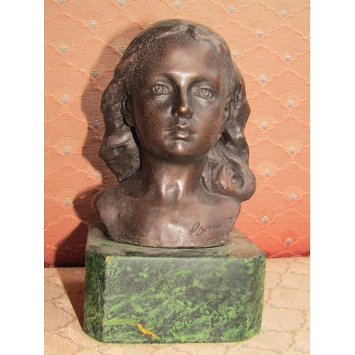 224 - Bronze Sculpture of Lady Mounted on Canted Corner Marble Base Approximately 5 Inches High