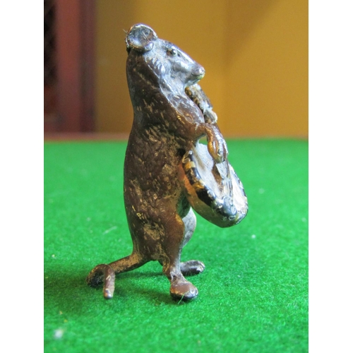 232 - Austrian Bronze Figure of Mouse with Banjo Approximately 2 Inches High