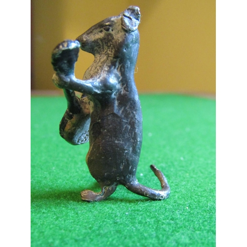 232 - Austrian Bronze Figure of Mouse with Banjo Approximately 2 Inches High