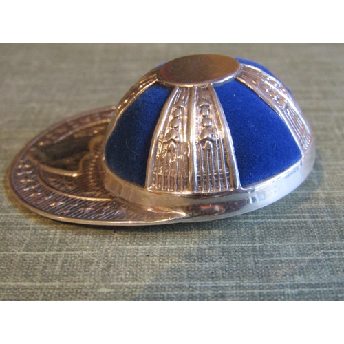 247 - Solid Silver Novelty Jockey Cap Pin Cushion with Incised Decoration