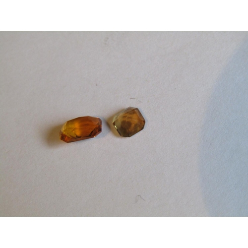 257 - Citrine Oval Cut 1 Carat, Two Citrines Emerald and Square Cut Attractive Rose Tint Specimen Citrine ... 