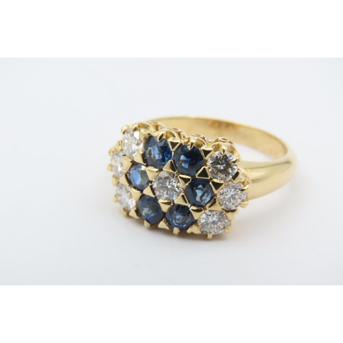 268 - Sapphire and Diamond 18 Carat Yellow Gold Ladies Cluster Ring Six Central Sapphires Surrounding Cent... 