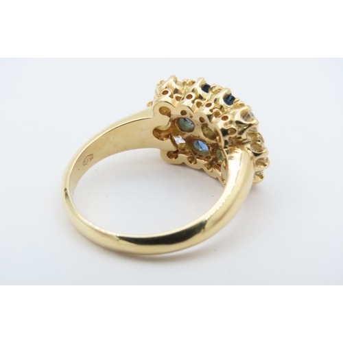 268 - Sapphire and Diamond 18 Carat Yellow Gold Ladies Cluster Ring Six Central Sapphires Surrounding Cent... 