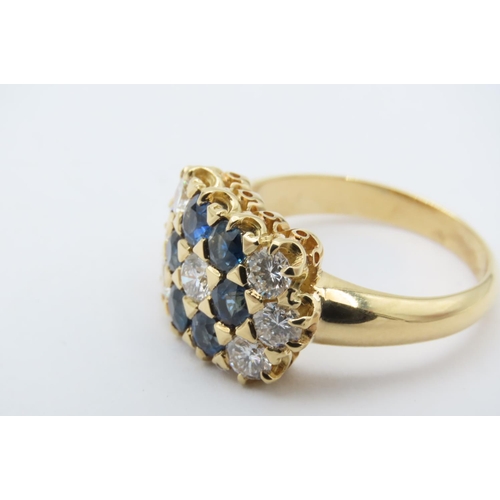 268 - Sapphire and Diamond 18 Carat Yellow Gold Ladies Cluster Ring Six Central Sapphires Surrounding Cent... 