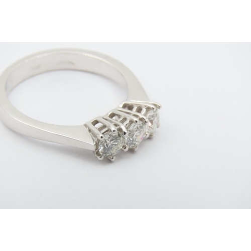 269 - Three Stone Ladies Diamond Ring Mounted on 18 Carat White Gold Ring Size N Attractive Colour